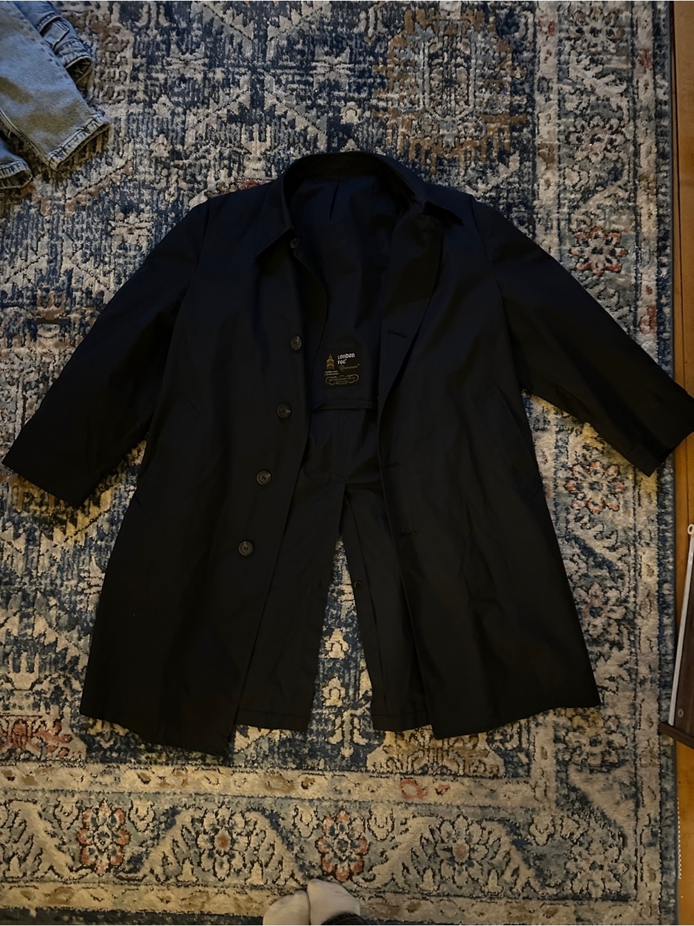 Men's Navy Classic London Fog Single-Breasted Coat